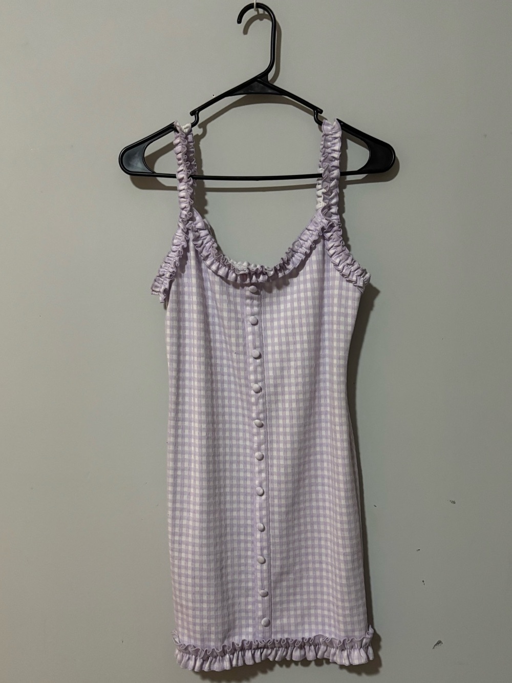 Forever 21 Lilac Gingham Ruffle Button-Front Slip Dress